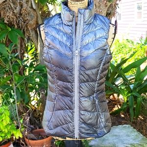 Athleta goose down XS metallic silver puffer vest. Gently worn